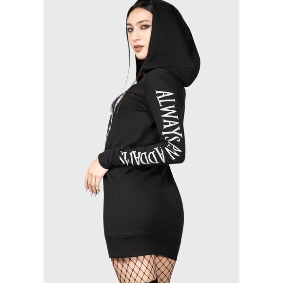 Killstar x Wednesday Collab Longline Hoodie Sz M L XL No Hug Zone Addams Family - Picture 5 of 5